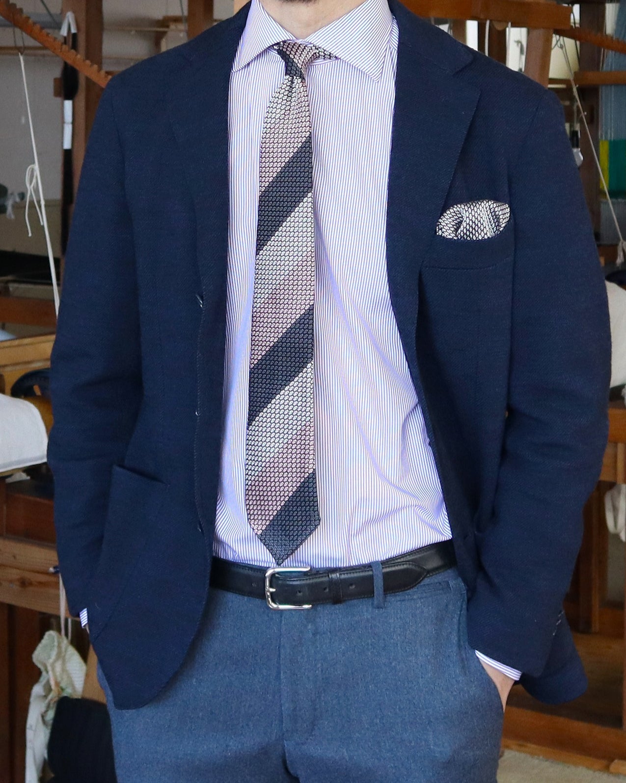 【Executive】エグゼクティブ ガルザタイ(3色) & チーフ ホワイトグレー