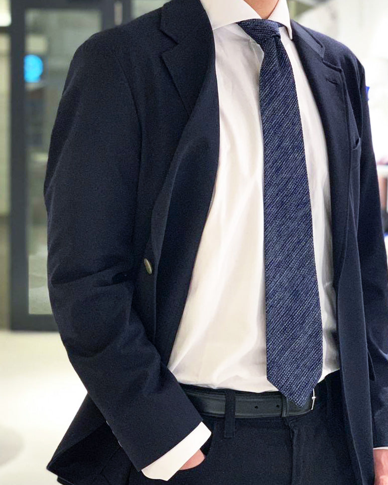 Kasuri Mix Tie Navy x White