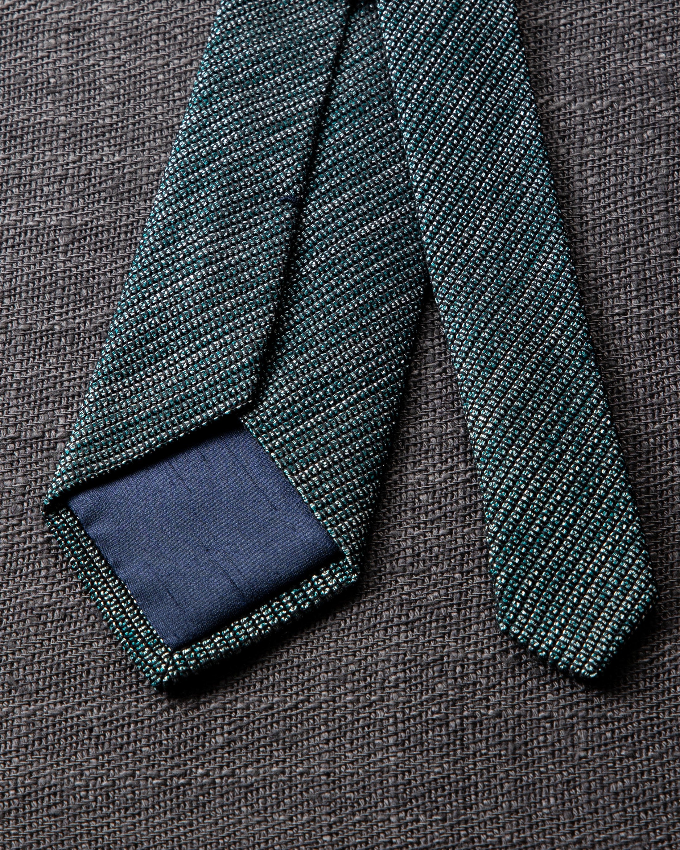 Kasuri Mix Tie Dark Green x White
