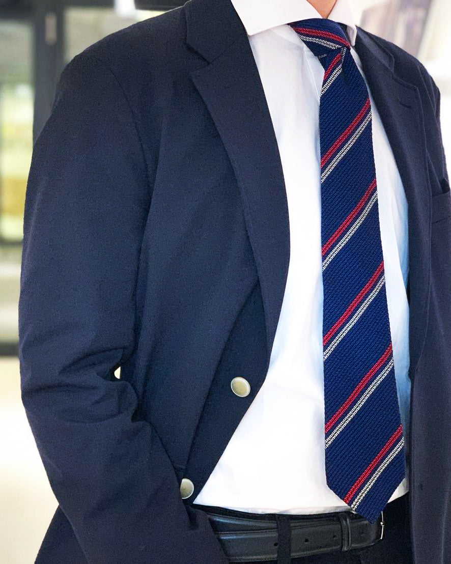 2 Line Regimental Tie Navy