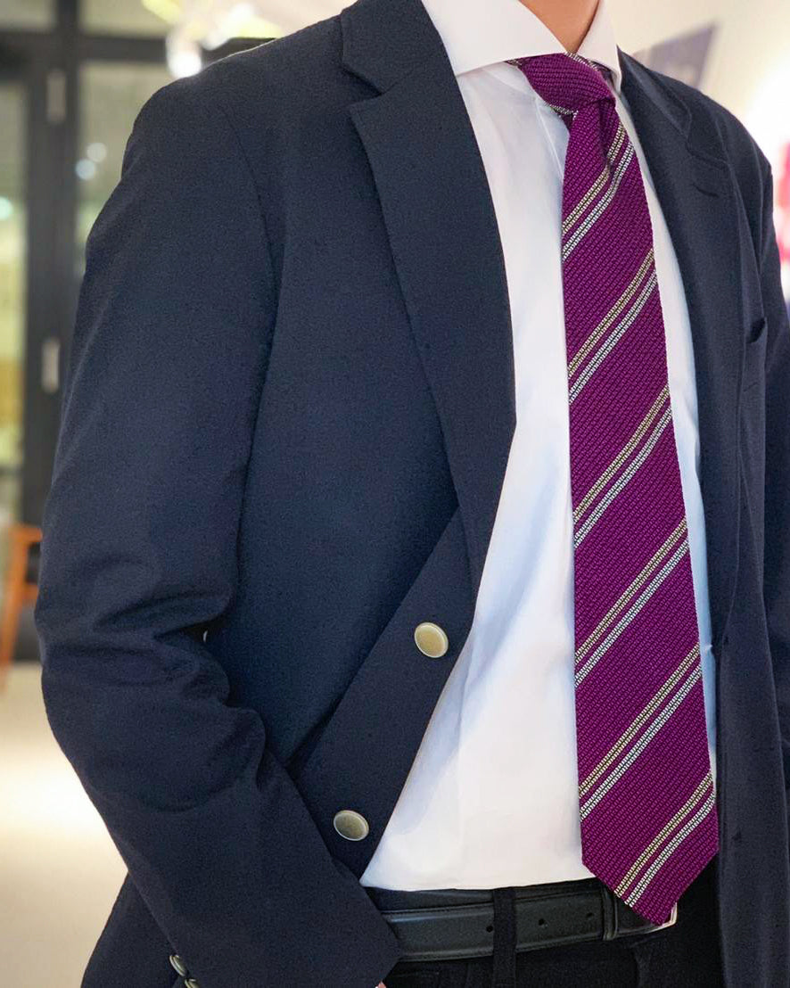 2 Line Regimental Tie Purple