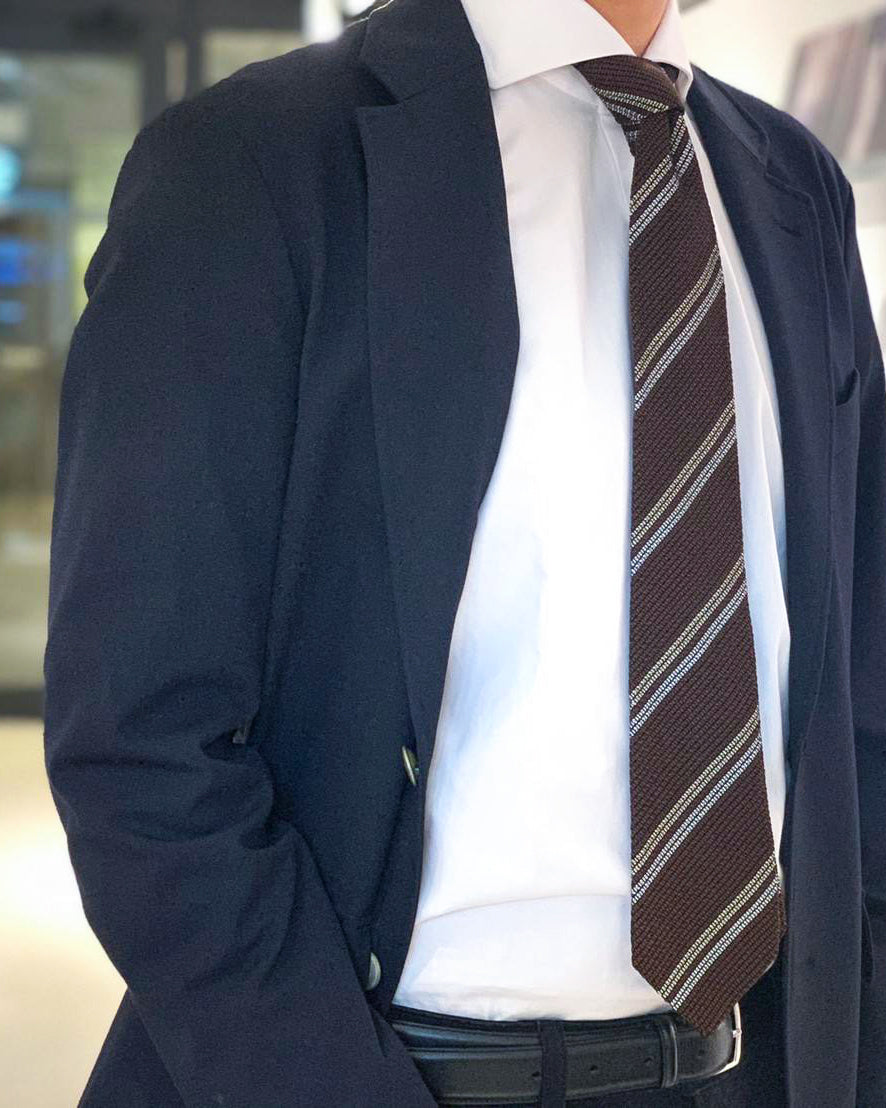 2 Line Regimental Tie Brown