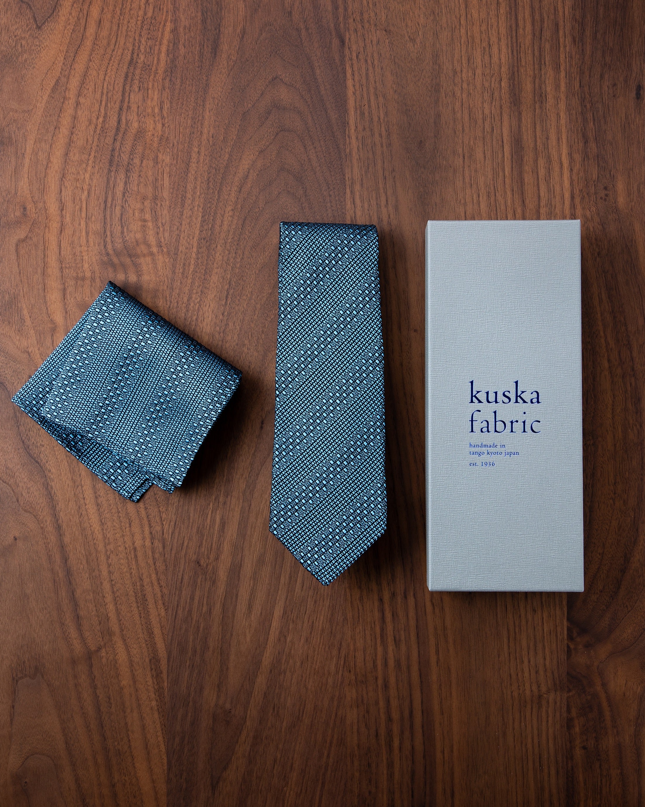 Tango Jacquard Tie & Pocket Square Sax Blue