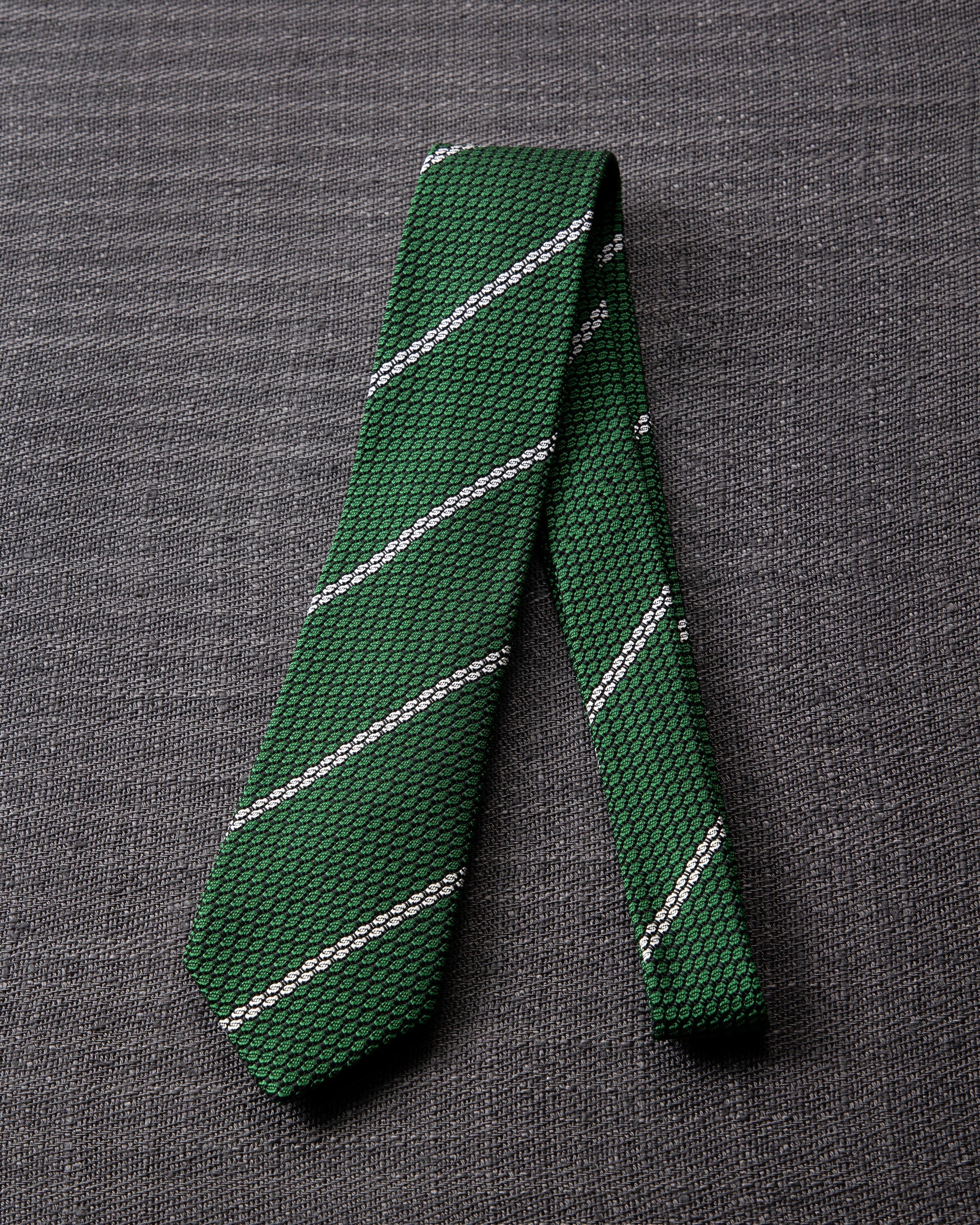 Garza White Line Tie Green