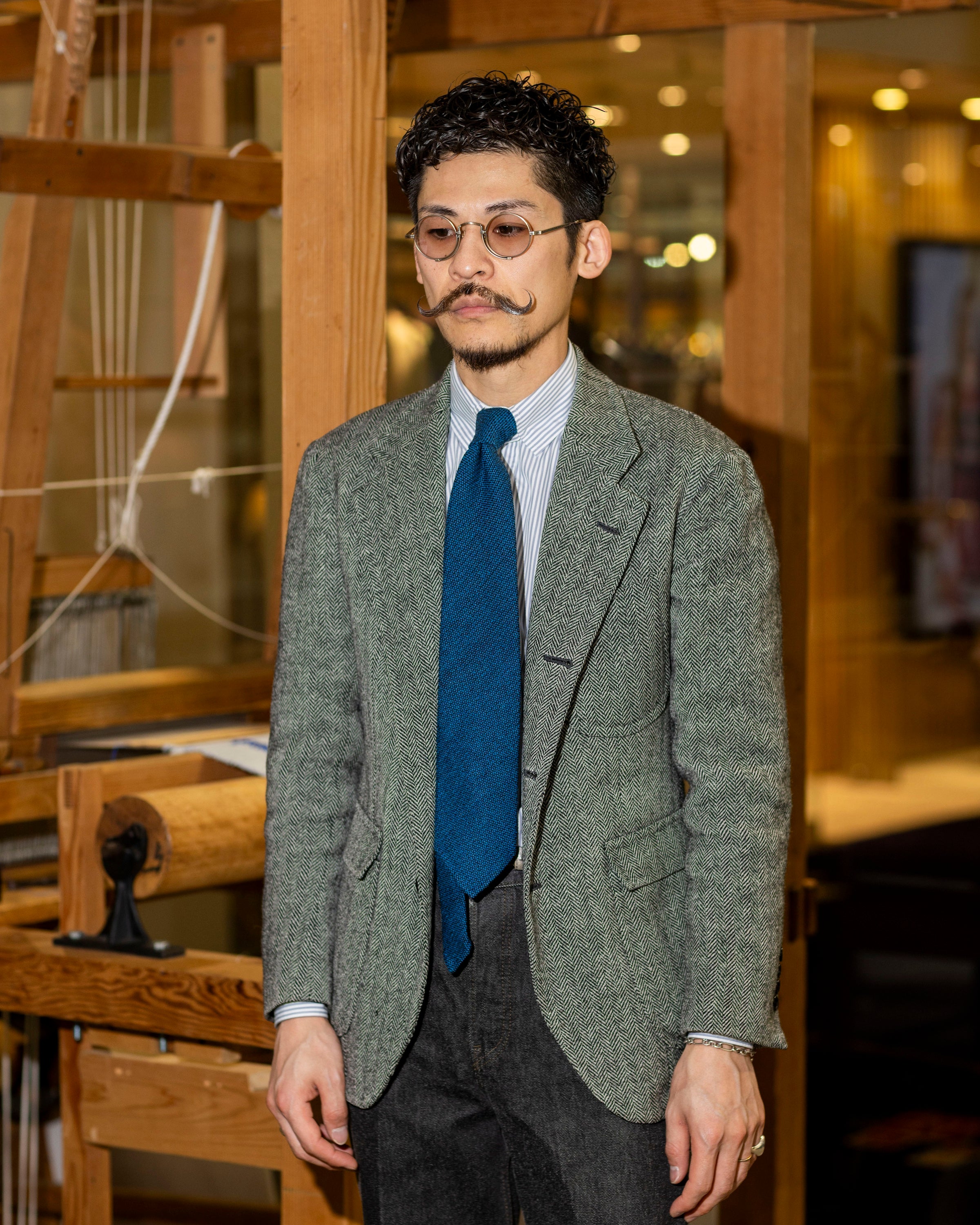 【Executive】エグゼクティブ シルクツイードタイ 丹後ブルー