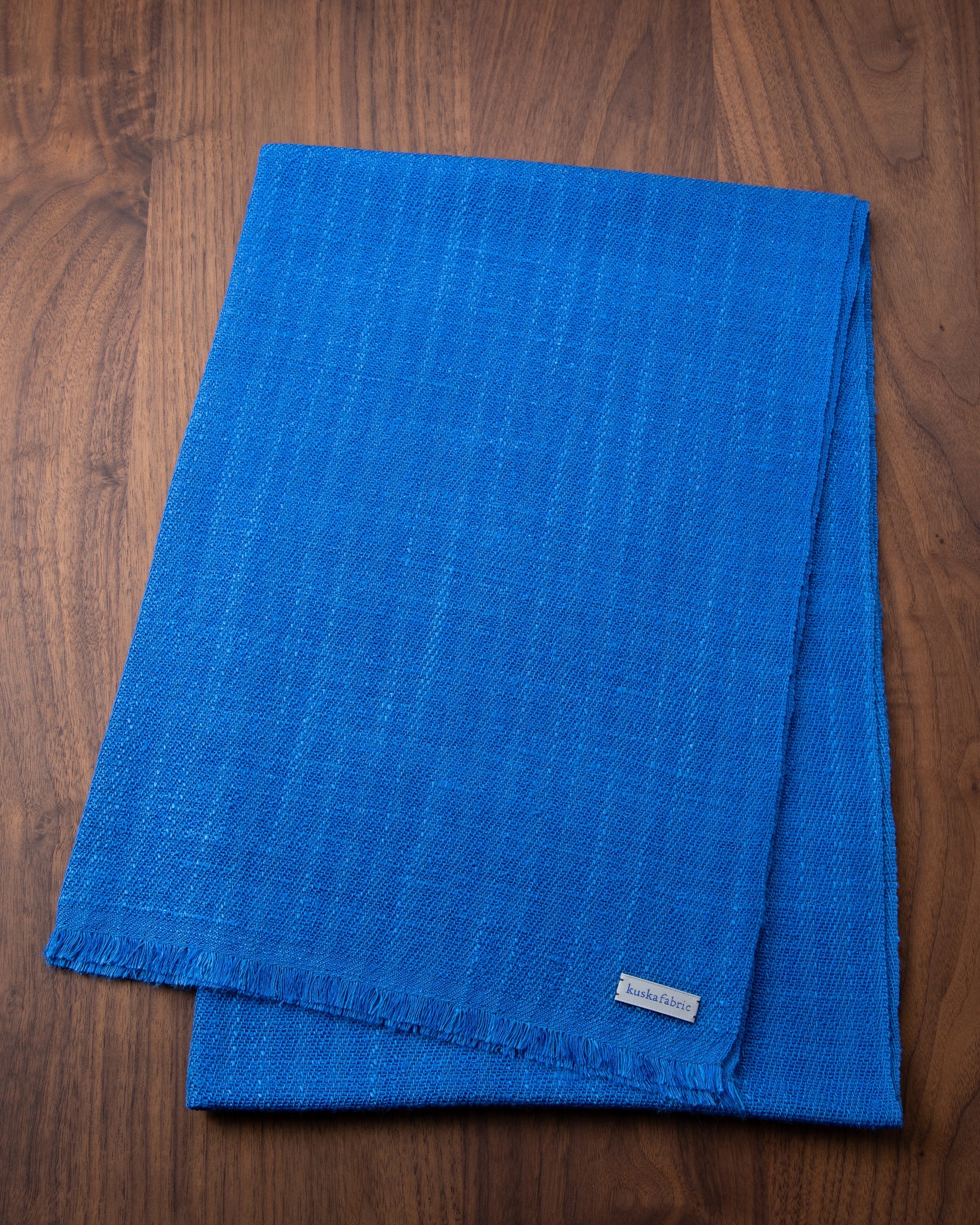 手紡ぎ真綿シルクマフラー 丹後ブルー