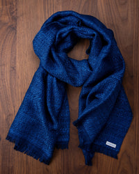 Silk Floss Scarf Mix Navy x Tango Blue