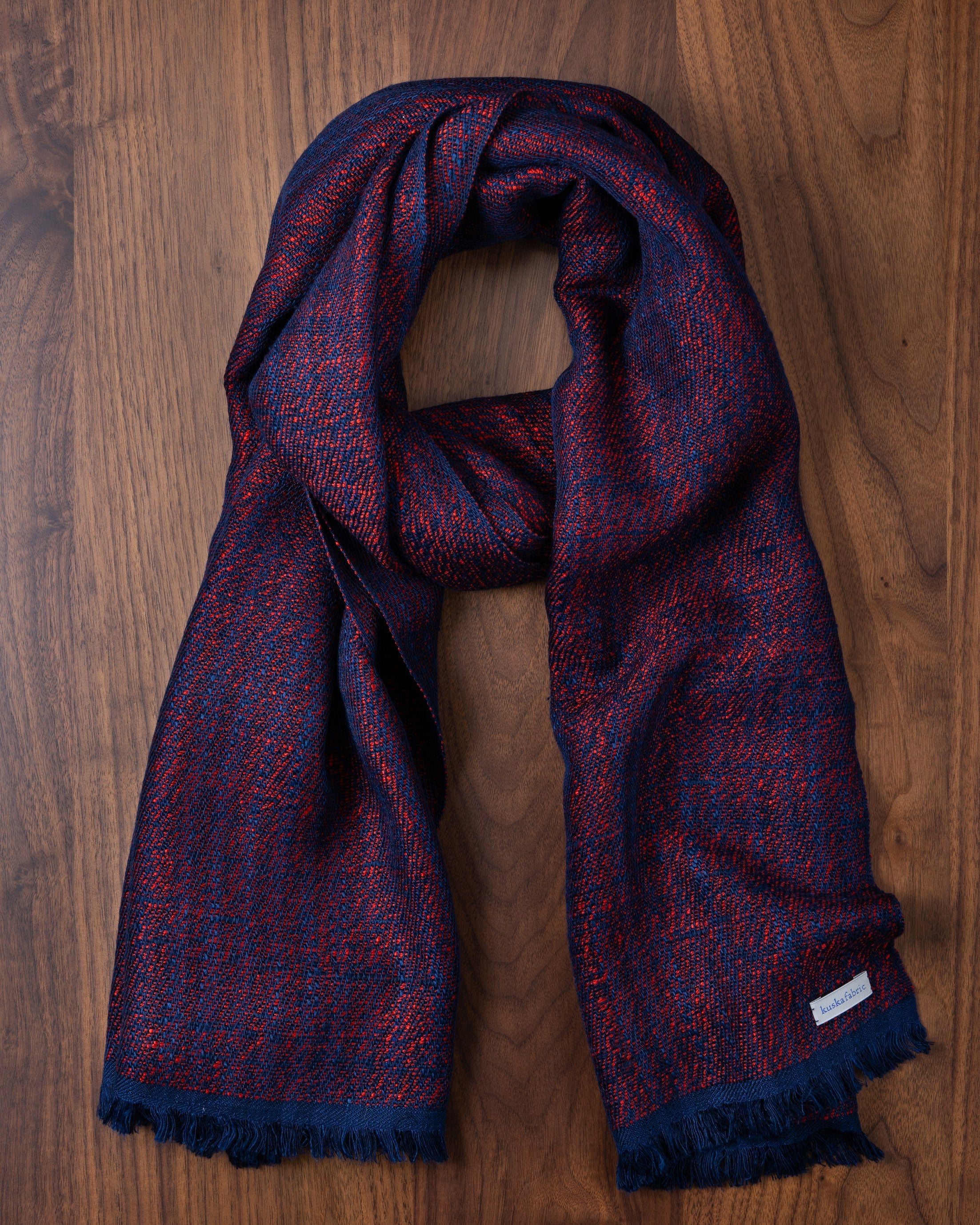 Silk Floss Scarf Mix Navy x Red