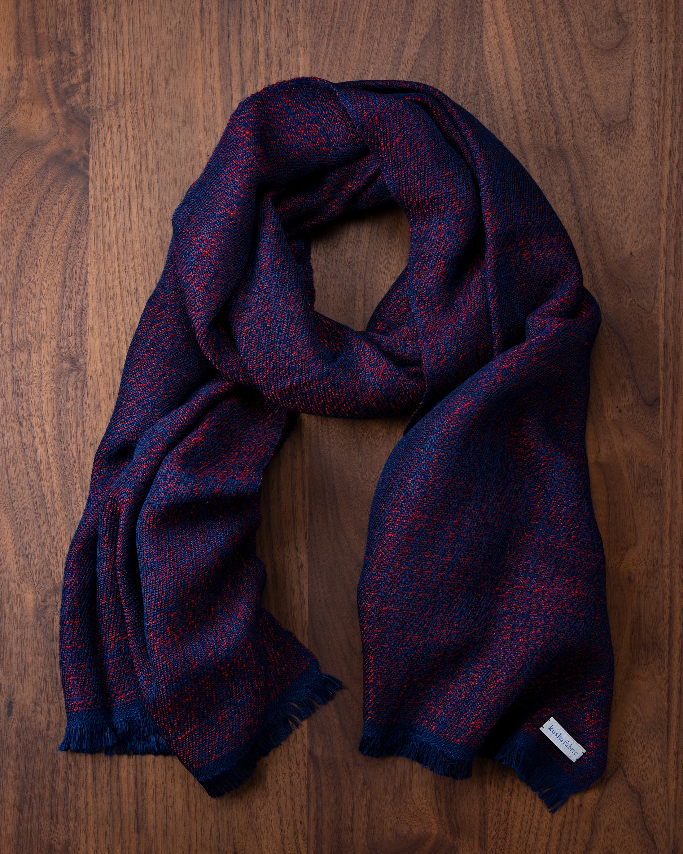 Silk Floss Scarf Mix Navy x Red