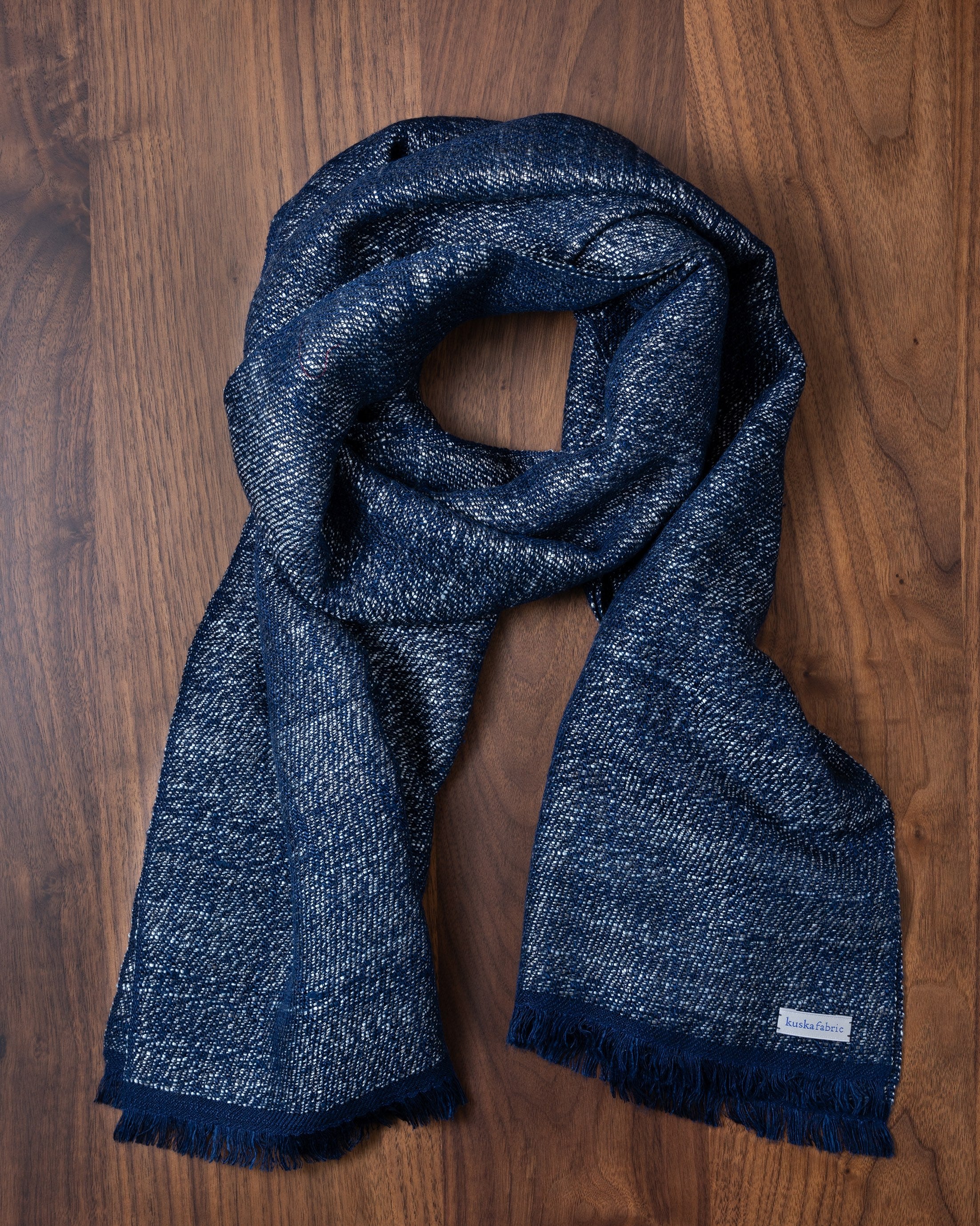 Silk Floss Scarf Mix Navy x White