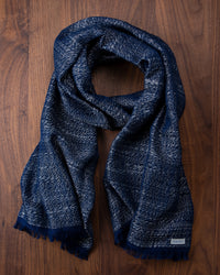 Silk Floss Scarf Mix Navy x White