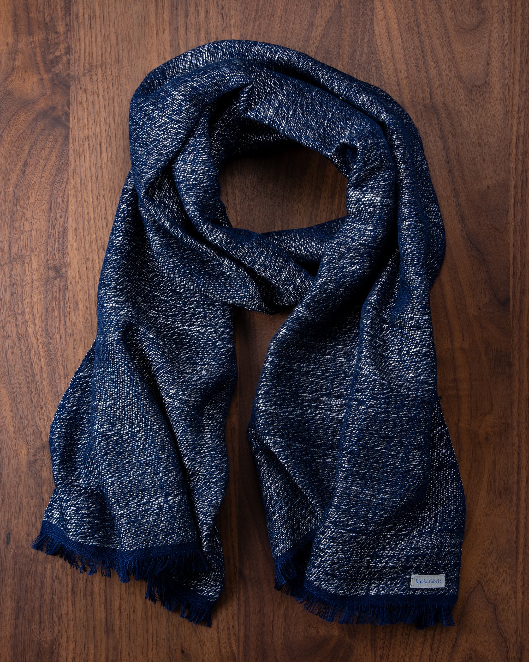 Silk Floss Scarf Mix Navy x White