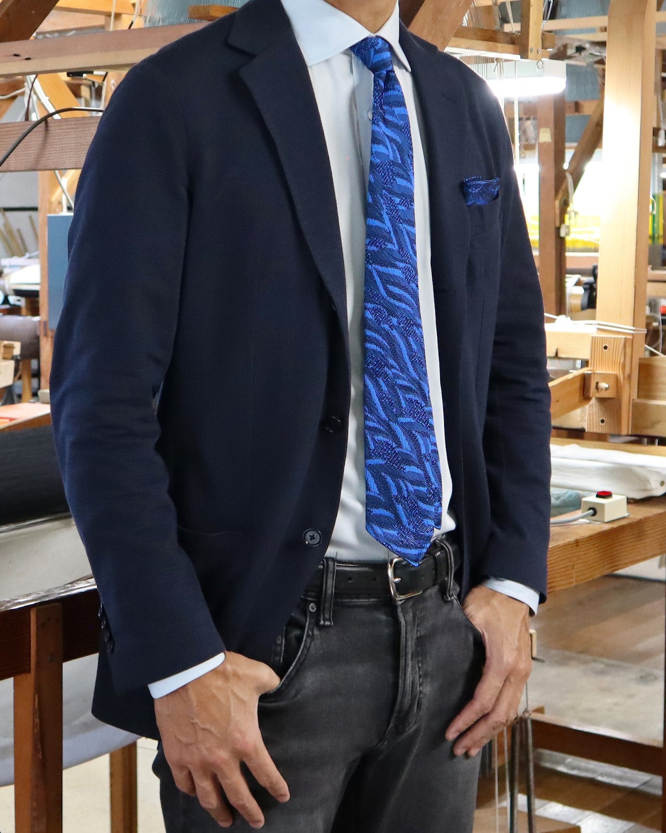 【Art】WAVE HEAD タイ & チーフ 丹後ブルー