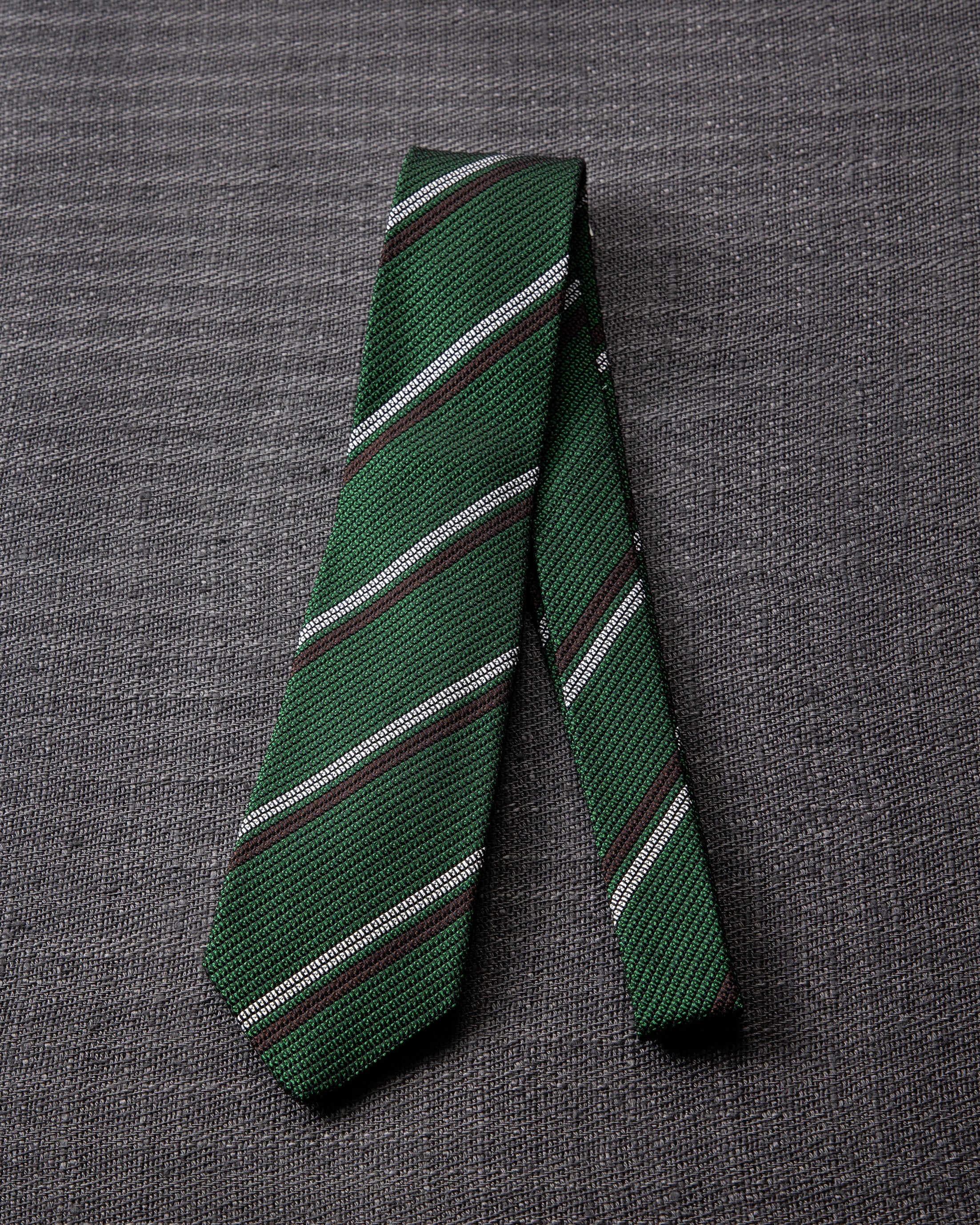 2 Line Regimental Tie Green
