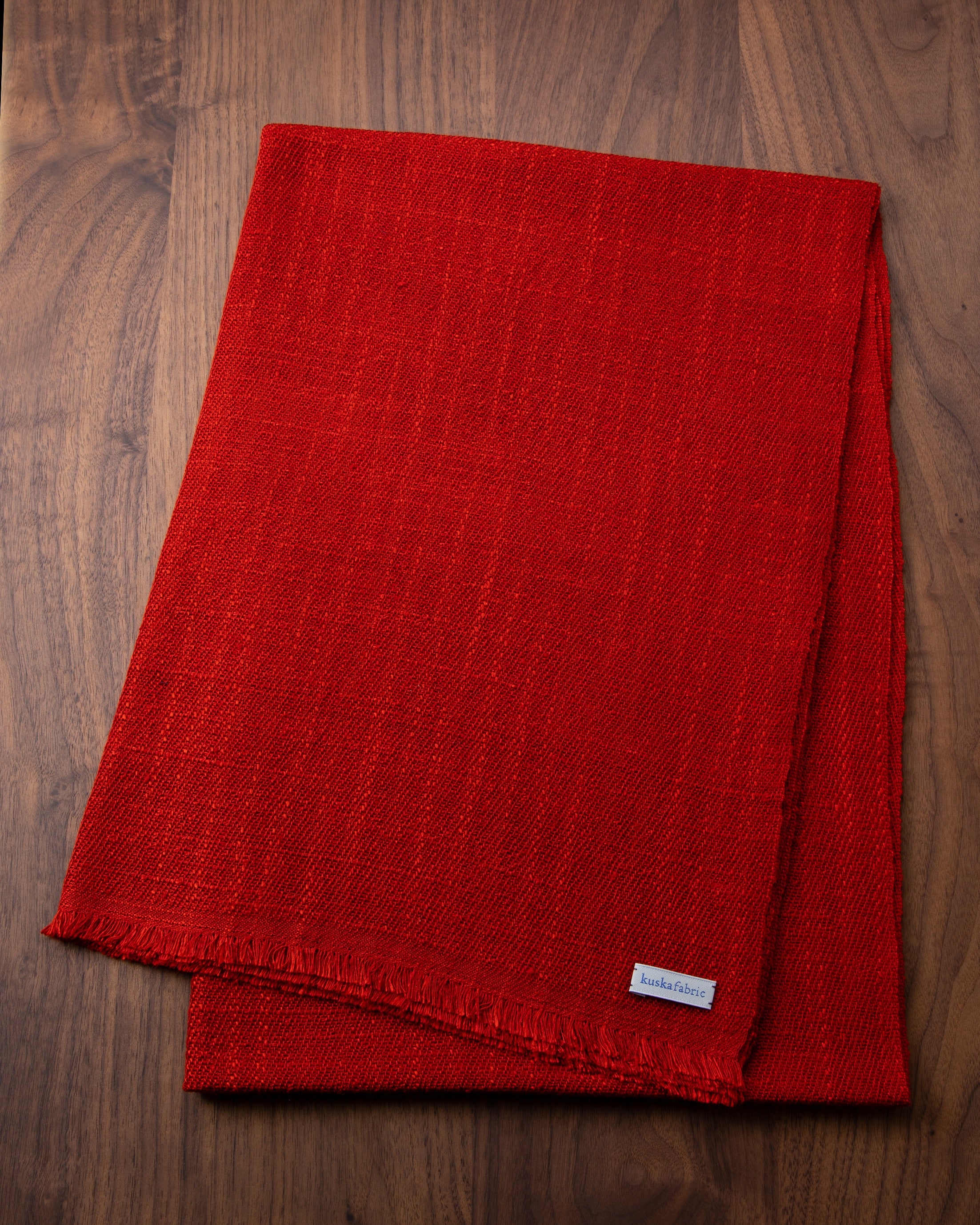 esow シルクスクリーン RED 手紡ぎ真綿シルクマフラー レッド