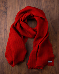 Hand-spun cotton silk scarf, red