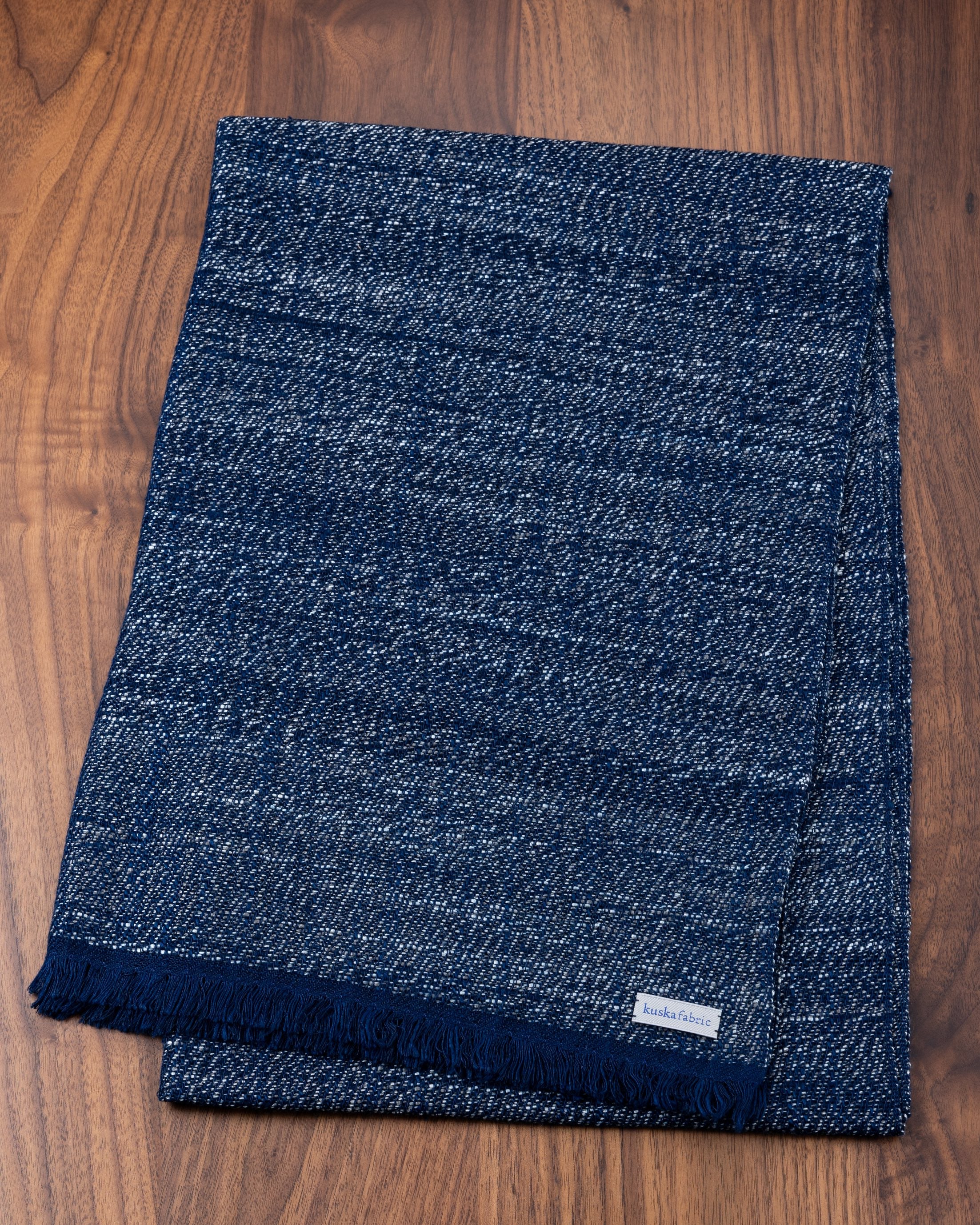 Silk Floss Scarf Mix Navy x White