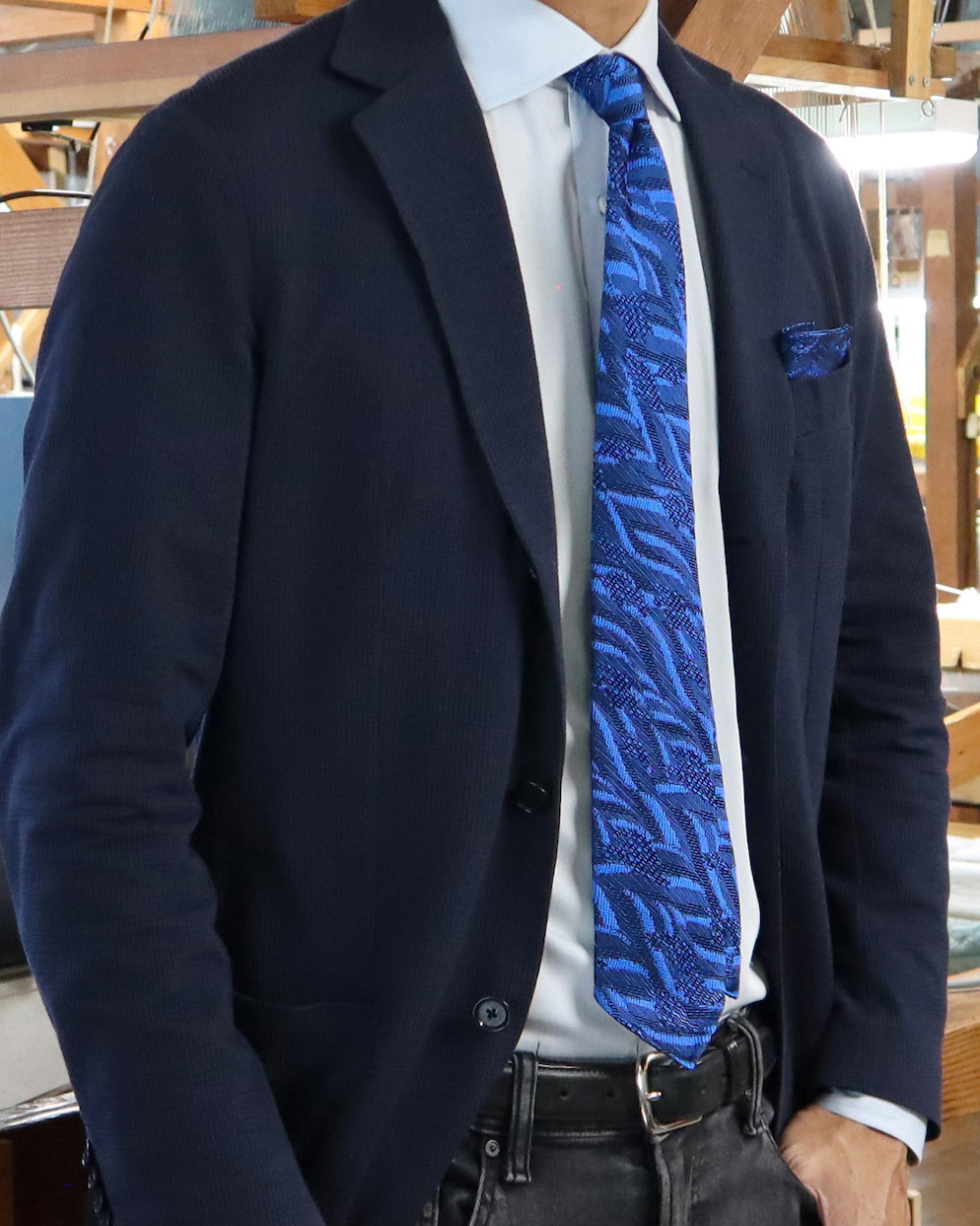 【Art】WAVE HEAD タイ & チーフ　丹後ブルー